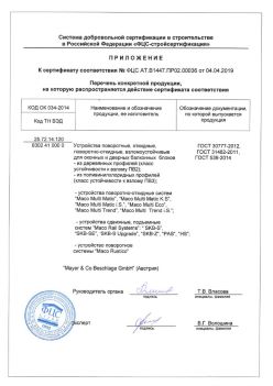 2019.04.04 Острогожск - Приложение к сертификату устройства поворотные, откидные, поворотно-откидные, взломоустойчивые. ГОСТ 30777-2012